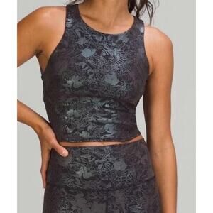 Lululemon Invigorate Training Tank Top Foil Logo Flourish Black Iridescent 6